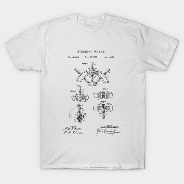 Ship Steering Wheel Patent Print 1944 T-Shirt by MadebyDesign